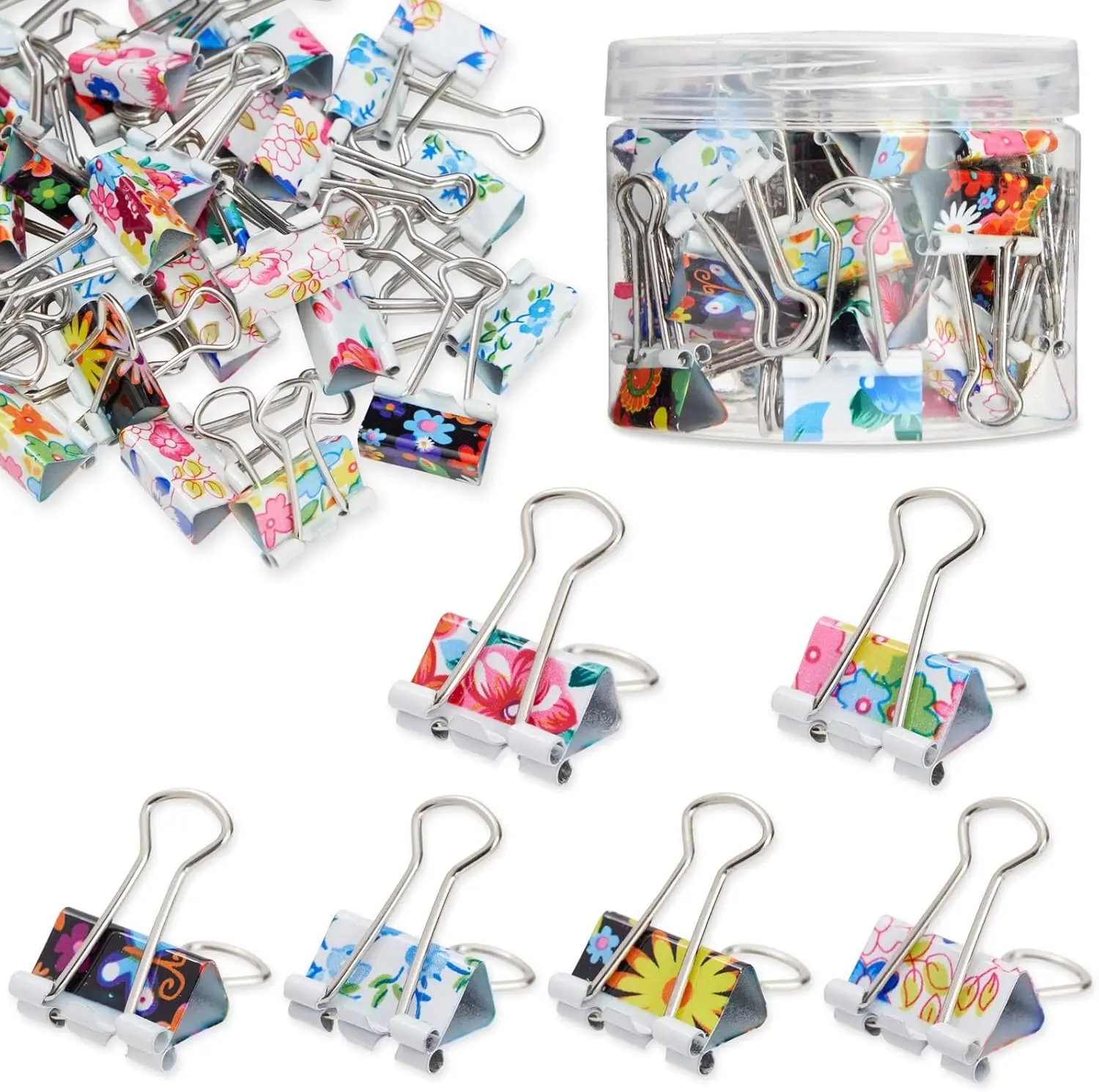 40-Pack Small Floral Binder Clips, 1.5 x 0.75in Multicolor Iron for Secure Document Grip, Cute Office Supplies
40-Pack Small Floral Binder Clips, 1.5 x 0.75in Multicolor Iron for Secure Document Grip, Cute Office Supplies