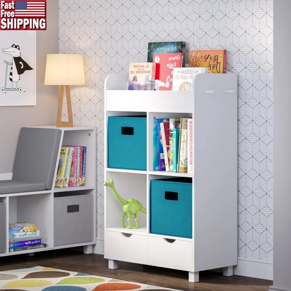 Kids Book Nook Cubby Toy Storage Cabinet with Bookrack Drawers Hooks and 2 Fabric Bins Organized Playroom Furniture
Kids Book Nook Cubby Toy Storage Cabinet with Bookrack Drawers Hooks and 2 Fabric Bins Organized Playroom Furniture