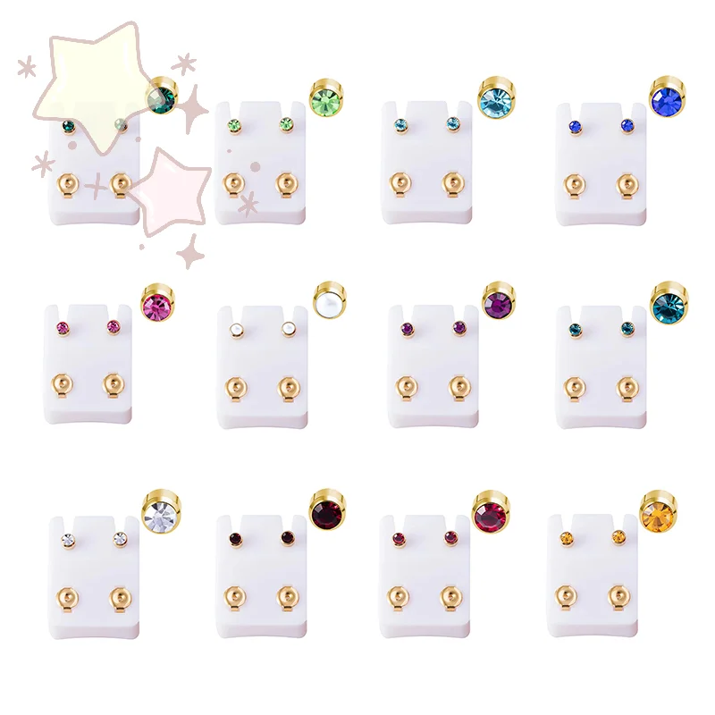 1/12Pairs Gold Plated Steel Earring Studs For Ear Piercing Tool Birthstone Ear Stud Jewelry For Tragus Cartilage Helix Body Pier
1/12Pairs Gold Plated Steel Earring Studs For Ear Piercing Tool Birthstone Ear Stud Jewelry For Tragus Cartilage Helix Body Pier