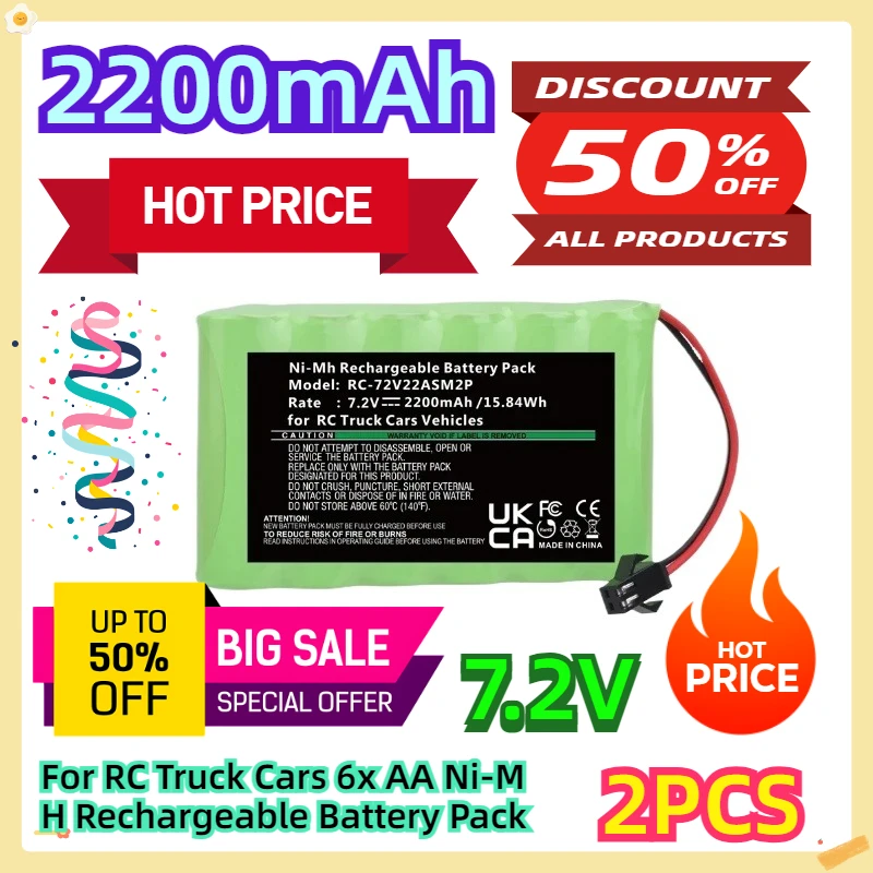 For RC Truck Cars 7.2V 6x AA 2200mah Ni-MH Rechargeable Battery Pack 2pcs
For RC Truck Cars 7.2V 6x AA 2200mah Ni-MH Rechargeable Battery Pack 2pcs