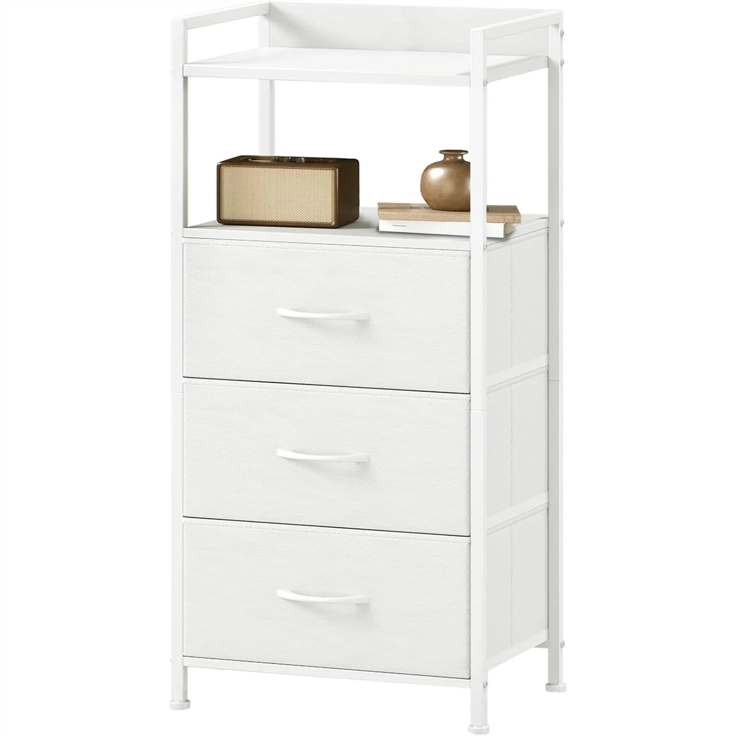Nightstand with 3 Drawers, Dresser with Fabric Bins for Bedroom, Hallway, Entryway, Sturdy Steel Frame, Wooden Top, Easy Pull
Nightstand with 3 Drawers, Dresser with Fabric Bins for Bedroom, Hallway, Entryway, Sturdy Steel Frame, Wooden Top, Easy Pull