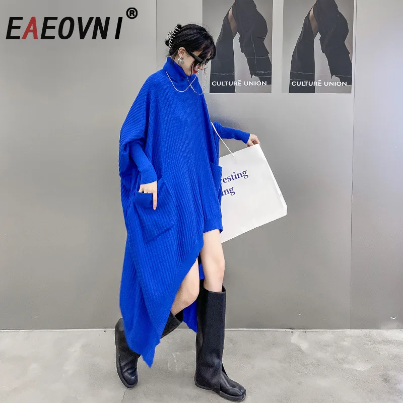 Модное вязаное платье оверсайз EAEOVNI для женщин, однотонное, с рукавами «летучая мышь», свободное, с высоким воротником, асимметричного дизайна, осенне-зимняя новинка
Модное вязаное платье оверсайз EAEOVNI для женщин, однотонное, с рукавами «летучая мышь», свободное, с высоким воротником, асимметричного дизайна, осенне-зимняя новинка