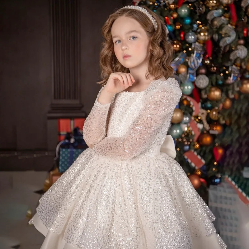 Princess Flower Girl Dresses For Wedding Sequins With Bow Puffy Kids Birthday Party Banquet First Communion Ball Gown
Princess Flower Girl Dresses For Wedding Sequins With Bow Puffy Kids Birthday Party Banquet First Communion Ball Gown
