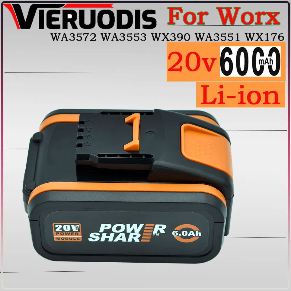100% NEW Worx WA3553 20V 6.0Ah Battery Cordless Power Tool Spare Batteriies WA3572 WA3553 WX390 WA3551 WX176 WX178 Battery
100% NEW Worx WA3553 20V 6.0Ah Battery Cordless Power Tool Spare Batteriies WA3572 WA3553 WX390 WA3551 WX176 WX178 Battery