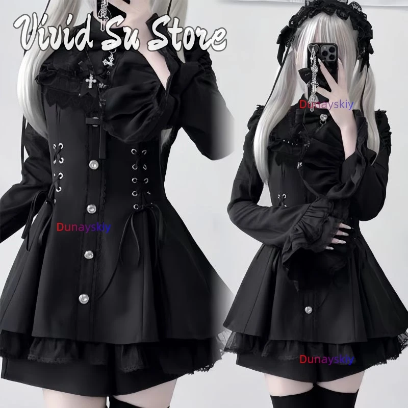 Sweetheart Encounter Decora Kei Lolita Dress Set: Lace Detachable Bib Bell SleevesWaist Cinching Daily/Halloween Gothic Kawaii
Sweetheart Encounter Decora Kei Lolita Dress Set: Lace Detachable Bib Bell SleevesWaist Cinching Daily/Halloween Gothic Kawaii
