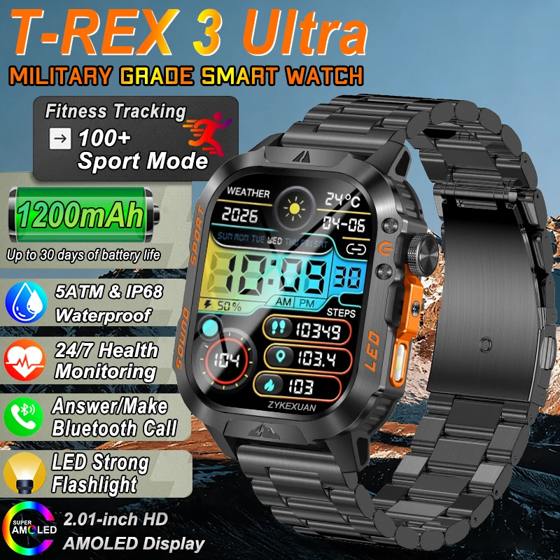 2026 New Military Grade 1200 mAh Battery Smart Watch Men 2.01" AMOLED Screen 5ATM Waterproof Sports Fitness BT Call Smartwatches
2026 New Military Grade 1200 mAh Battery Smart Watch Men 2.01" AMOLED Screen 5ATM Waterproof Sports Fitness BT Call Smartwatches