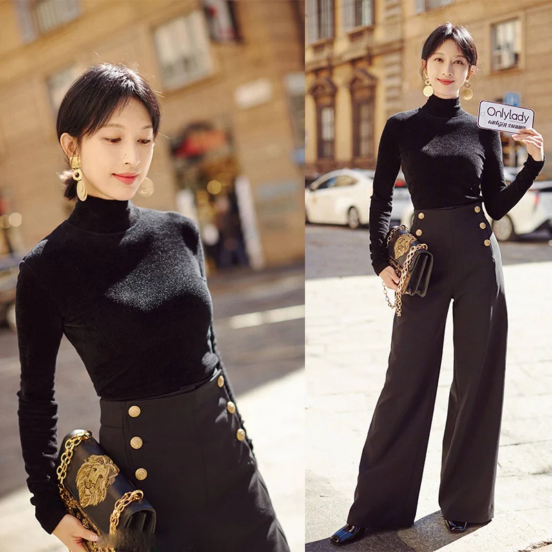 Retro Velvet Base Shirt High Collar Swan Velvet Tight Fit Fashion Week Autumn Collection Women's Knittedwear Polyester Fiber
Retro Velvet Base Shirt High Collar Swan Velvet Tight Fit Fashion Week Autumn Collection Women's Knittedwear Polyester Fiber