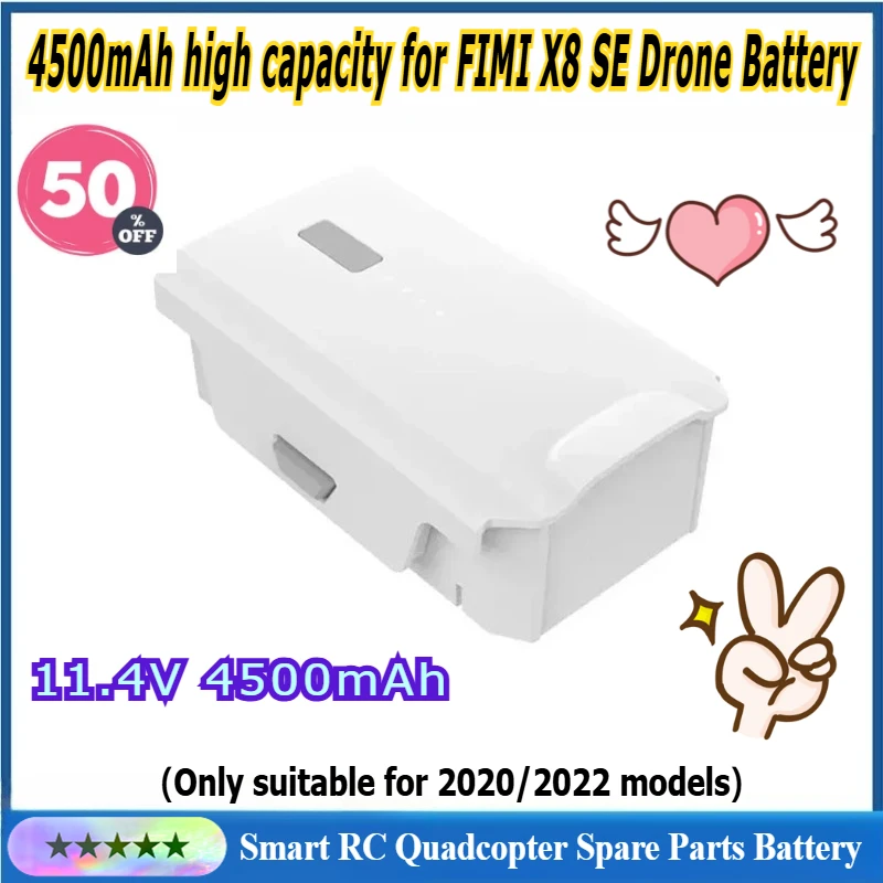 11.4V 4500mAh Replacement Battery for FIMI X8 SE Drone 2020/2022 Smart RC Quadcopter Spare Parts Battery, Flight Time 33 Minutes
11.4V 4500mAh Replacement Battery for FIMI X8 SE Drone 2020/2022 Smart RC Quadcopter Spare Parts Battery, Flight Time 33 Minutes