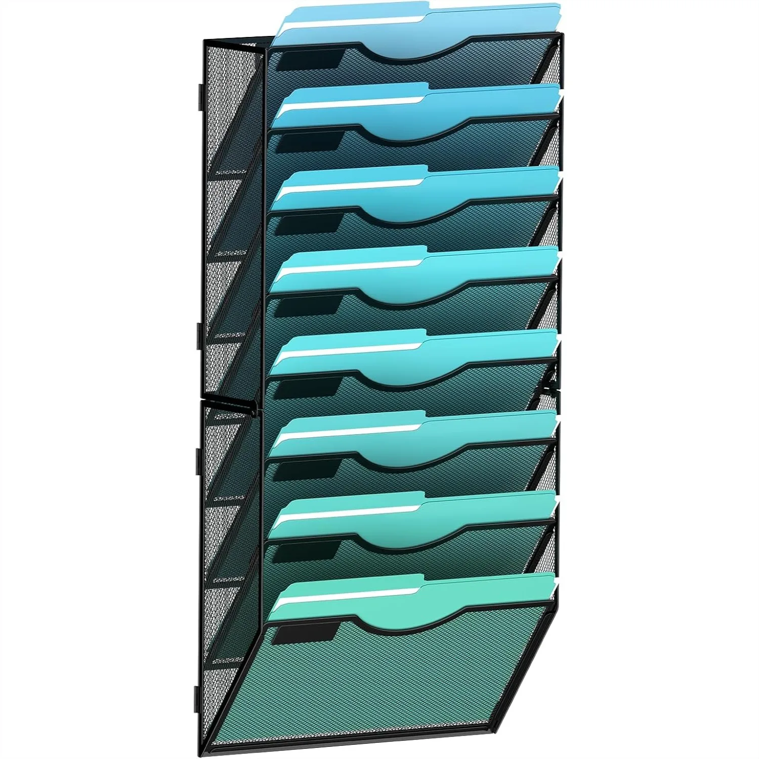 8-Tier Wall File Organizer with Mesh Pockets for Office School Home, Black
8-Tier Wall File Organizer with Mesh Pockets for Office School Home, Black