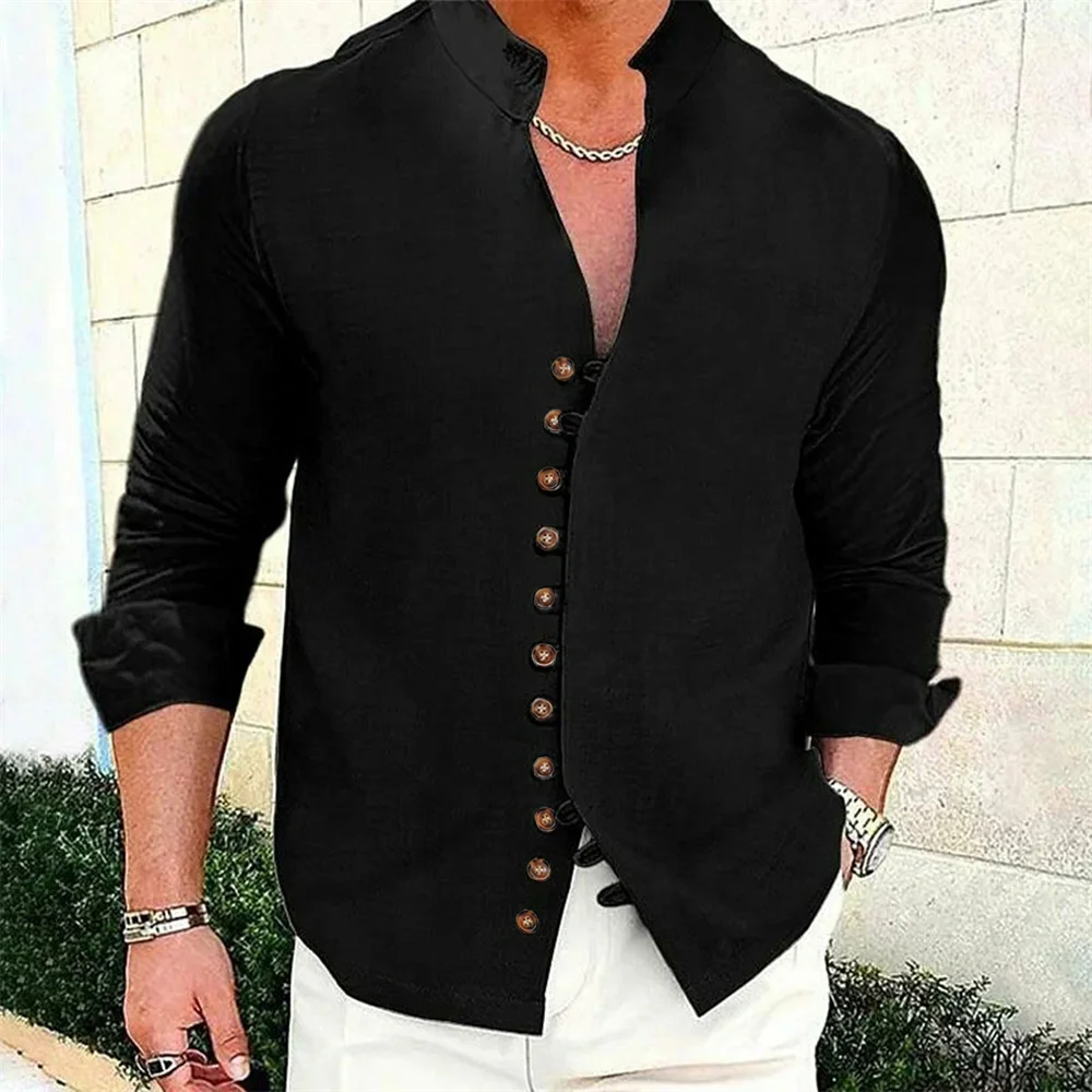 Spring New Men's V-neck Shirt Cotton Linen Solid Color Simple Style Fashion Breathable Cozy Shirts Single Breasted Button Tops
Spring New Men's V-neck Shirt Cotton Linen Solid Color Simple Style Fashion Breathable Cozy Shirts Single Breasted Button Tops