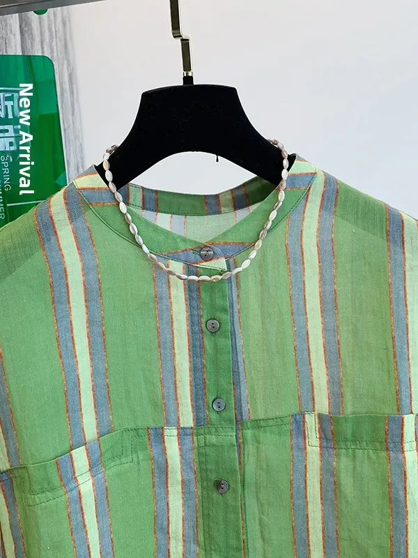 Loose Casual Linen irt Women's round Ne ort Sve Striped Top Korean Sle Summer New een Stripes Loose Fit irt
Loose Casual Linen irt Women's round Ne ort Sve Striped Top Korean Sle Summer New een Stripes Loose Fit irt
