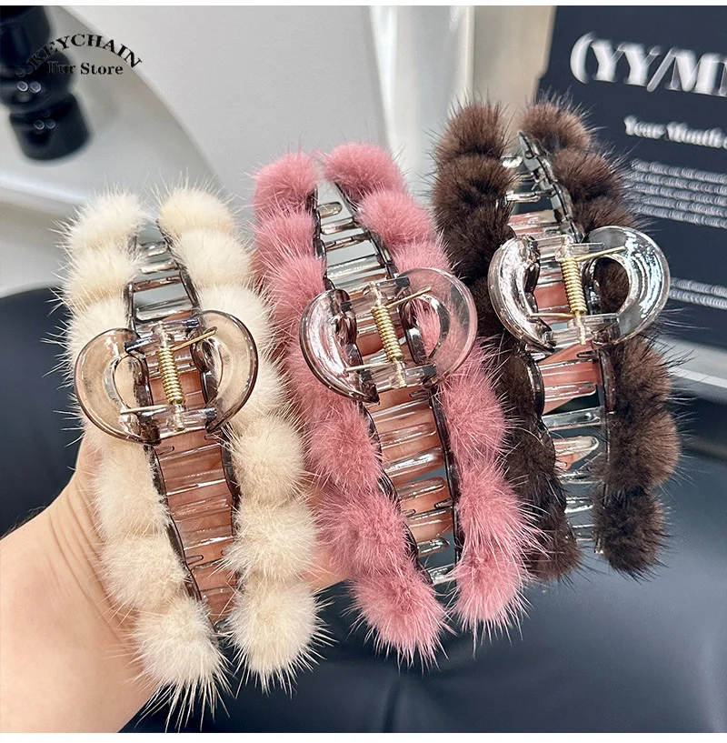 Cute Hair Clips Real Mink Fur Beaded Hair Claw 15cm Women's Hairpin Shark Clip Fashion Everything Hair Clip Hair Accessories
Cute Hair Clips Real Mink Fur Beaded Hair Claw 15cm Women's Hairpin Shark Clip Fashion Everything Hair Clip Hair Accessories
