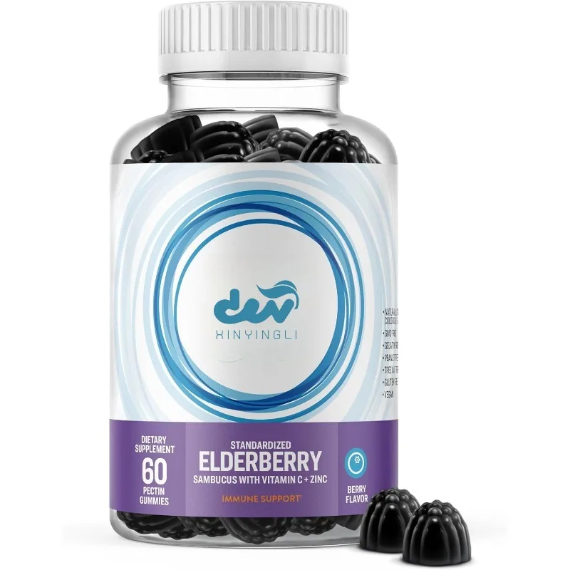 Adult elderberry gummies contain vitamin C and zinc - immune support supplements - vegetarian, gluten free, 60 capsules
Adult elderberry gummies contain vitamin C and zinc - immune support supplements - vegetarian, gluten free, 60 capsules