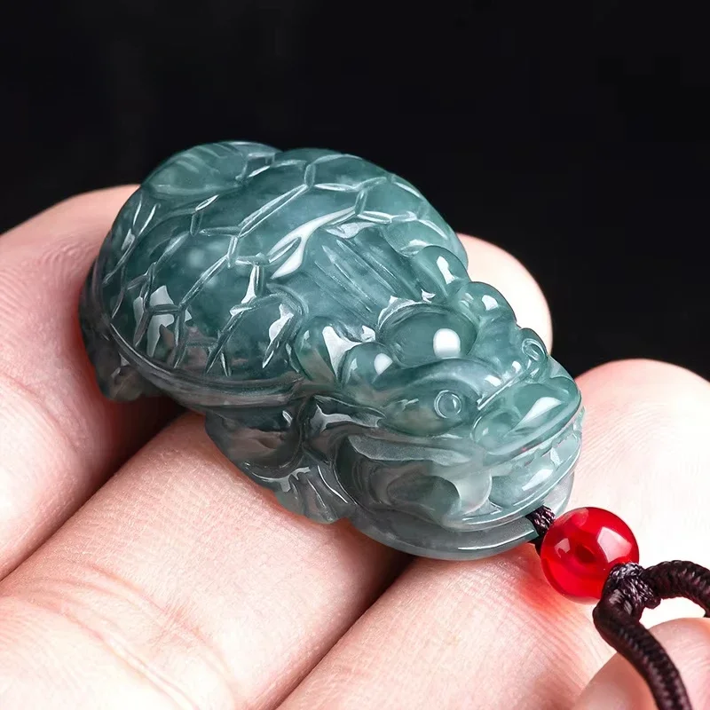 Natural Jadeite Blue Water Dragon Turtle Pendant Hand-carved Exquisite Luxury Glutinous Jade Necklace Men and Women Holiday Gift
Natural Jadeite Blue Water Dragon Turtle Pendant Hand-carved Exquisite Luxury Glutinous Jade Necklace Men and Women Holiday Gift
