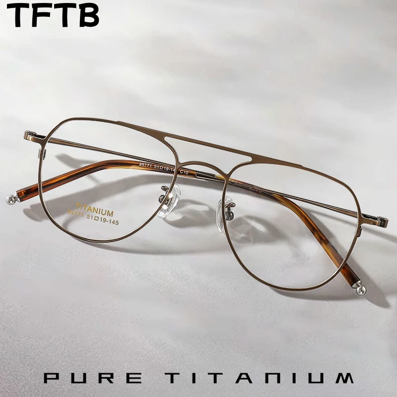 TFTB Luxury Pure Titanium Double Bridge Pilot Glasses Men and Women Fashion Small Optical Prescription Eyeglasses Frames 89771
TFTB Luxury Pure Titanium Double Bridge Pilot Glasses Men and Women Fashion Small Optical Prescription Eyeglasses Frames 89771