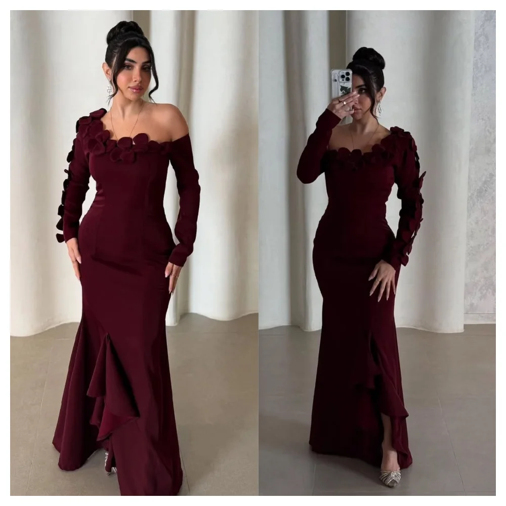 Customized Mermaid Classic Burgundy Jersey Evening Dress Modern Crew Neck One Shoulder Sleeveless High Quality Celebrity Gowns
Customized Mermaid Classic Burgundy Jersey Evening Dress Modern Crew Neck One Shoulder Sleeveless High Quality Celebrity Gowns