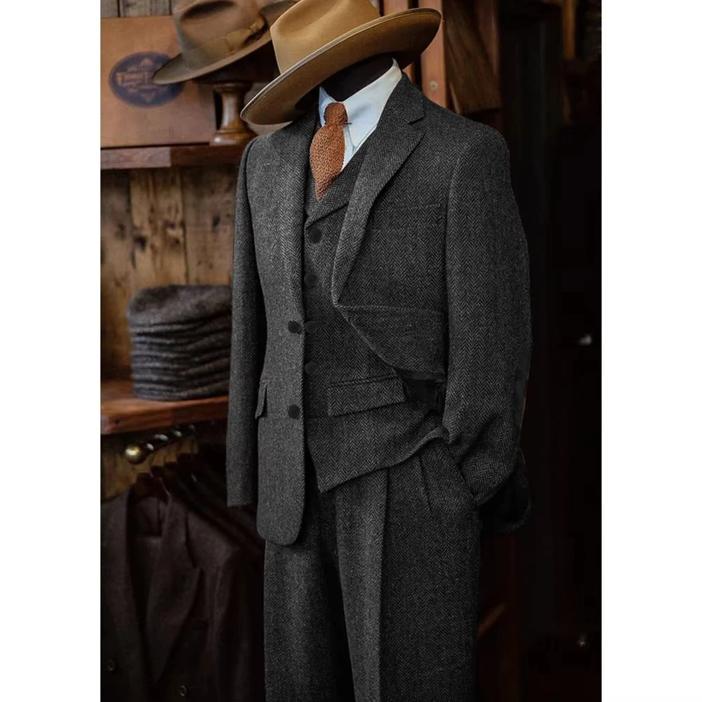 Men's Three-piece Suit Herringbone Pattern Single Breasted Slim Fit Suits for Men Suit Set Luxury Costumes Man Formal Suits
Men's Three-piece Suit Herringbone Pattern Single Breasted Slim Fit Suits for Men Suit Set Luxury Costumes Man Formal Suits