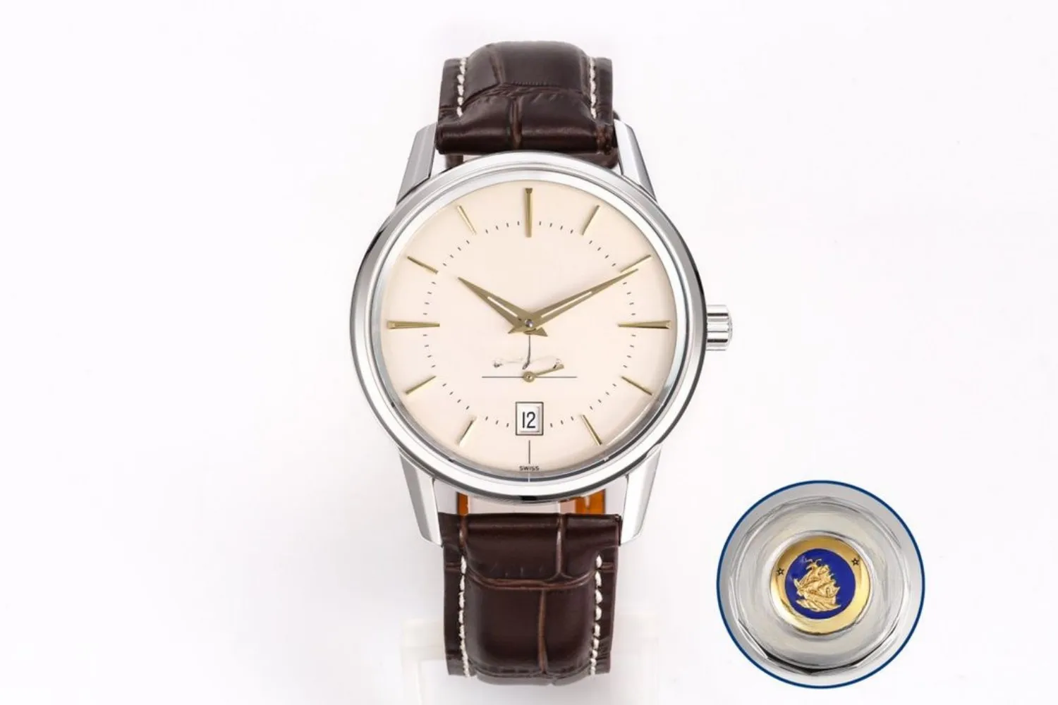 Classic White Dial Silver Case Brown Leather Strap Men's Quartz Watch Ultra Thin Business Wristwatch with Date Display
Classic White Dial Silver Case Brown Leather Strap Men's Quartz Watch Ultra Thin Business Wristwatch with Date Display