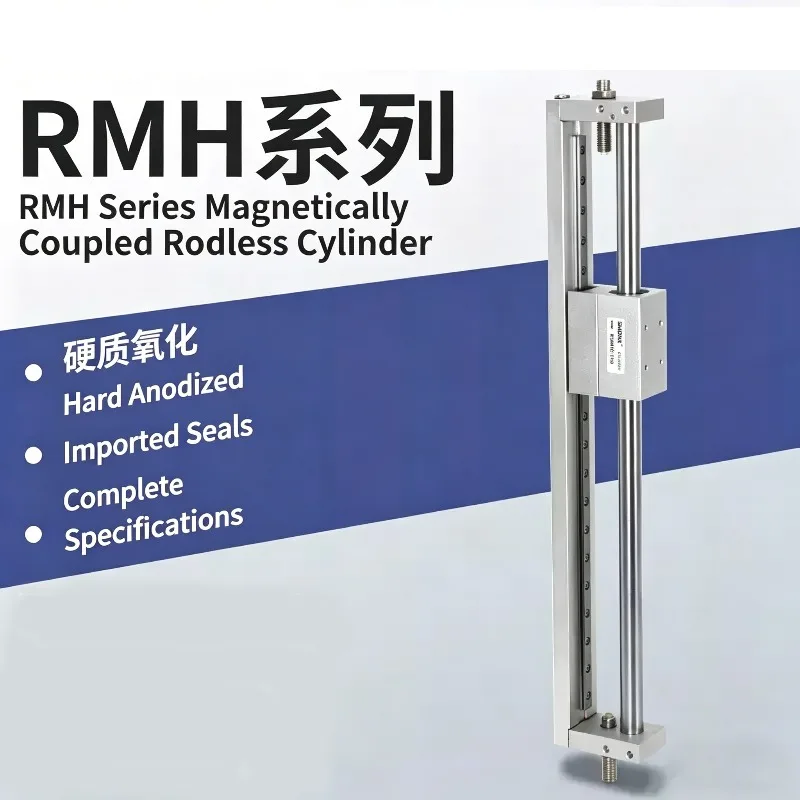 RMH Rodless Cylinder with Guide Rail and Magnetic Coupling 10/16/20/25-50×100×200×500 600 700 800-S
RMH Rodless Cylinder with Guide Rail and Magnetic Coupling 10/16/20/25-50×100×200×500 600 700 800-S