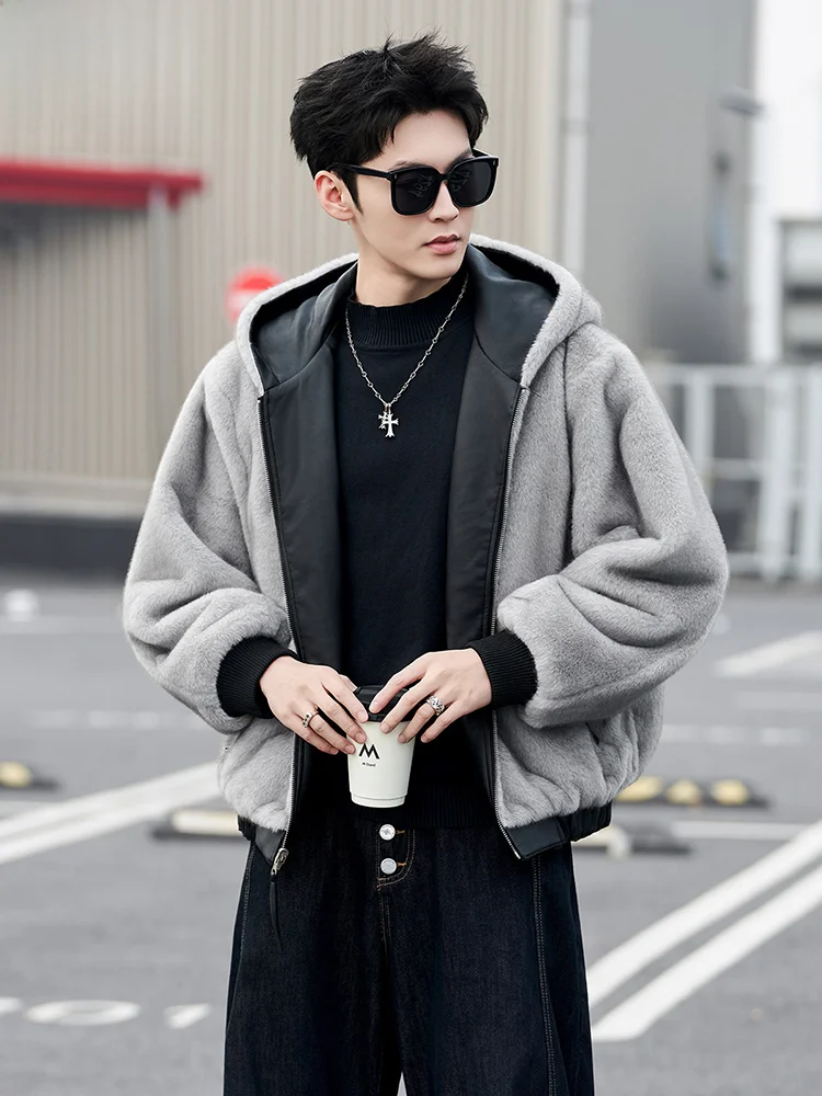 Double-Sided Wear eepskin Leather Jaet Men's Faionable Casual Sle Zipper Closure Hooded Coat Warm Windproof Non-Sink
Double-Sided Wear eepskin Leather Jaet Men's Faionable Casual Sle Zipper Closure Hooded Coat Warm Windproof Non-Sink