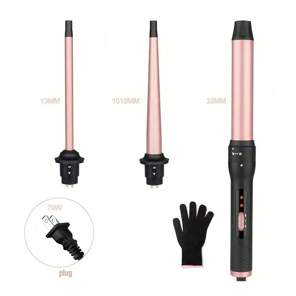 Curling Iron Set 32mm Straight Barrel, 0918mm Tapered Barrel, 13mm Straight Barrel. Interchangeable Barrels And Body
Curling Iron Set 32mm Straight Barrel, 0918mm Tapered Barrel, 13mm Straight Barrel. Interchangeable Barrels And Body
