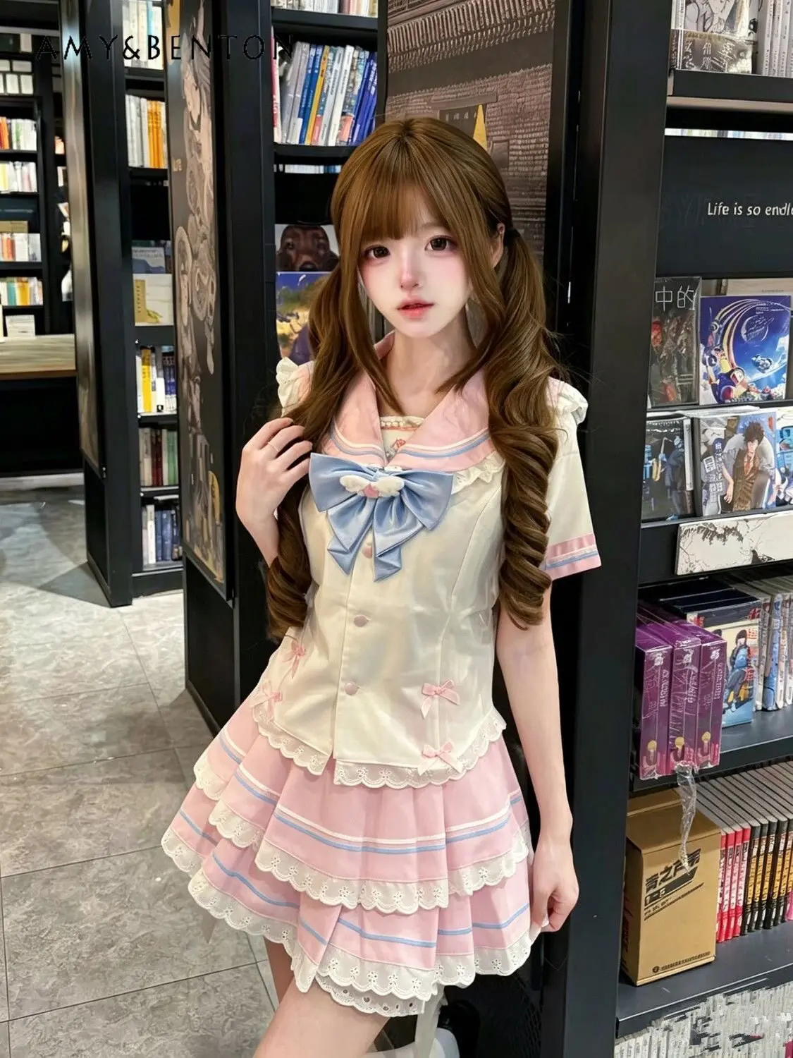 Teens Girls Summer New Jk Uniform Set Middle and Big Kids Sweet Preppy Sailor Suit Short Sleeve Top and Pleated Skirt 2pcs Set
Teens Girls Summer New Jk Uniform Set Middle and Big Kids Sweet Preppy Sailor Suit Short Sleeve Top and Pleated Skirt 2pcs Set