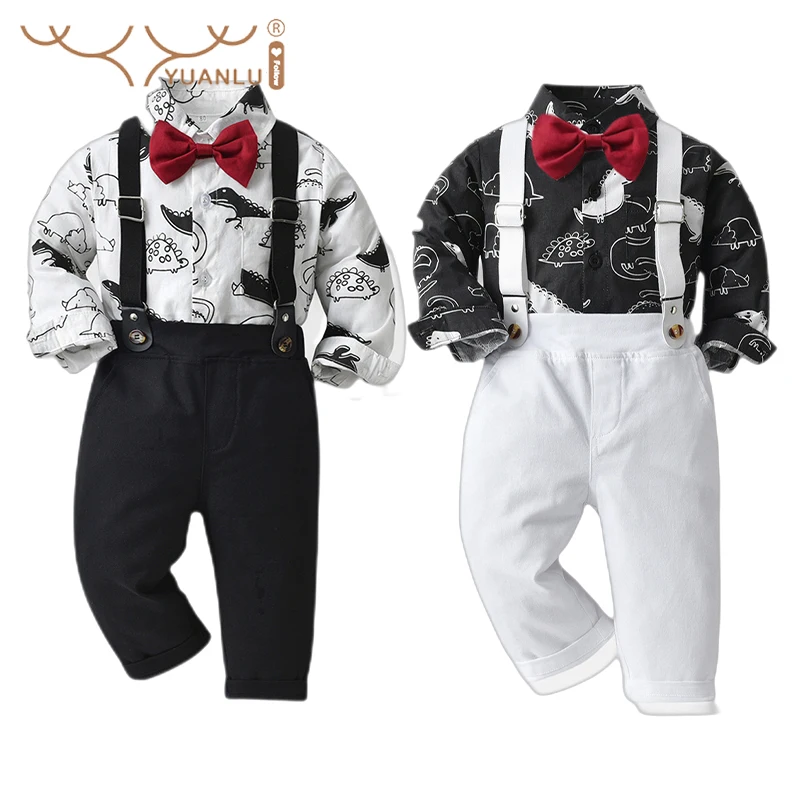 Spring Cotton Long Sleeve Formal Suit for Boys for Party Gentleman Little Dinosaur Child Wedding Suit 2 Pieces Shirt Overalls
Spring Cotton Long Sleeve Formal Suit for Boys for Party Gentleman Little Dinosaur Child Wedding Suit 2 Pieces Shirt Overalls