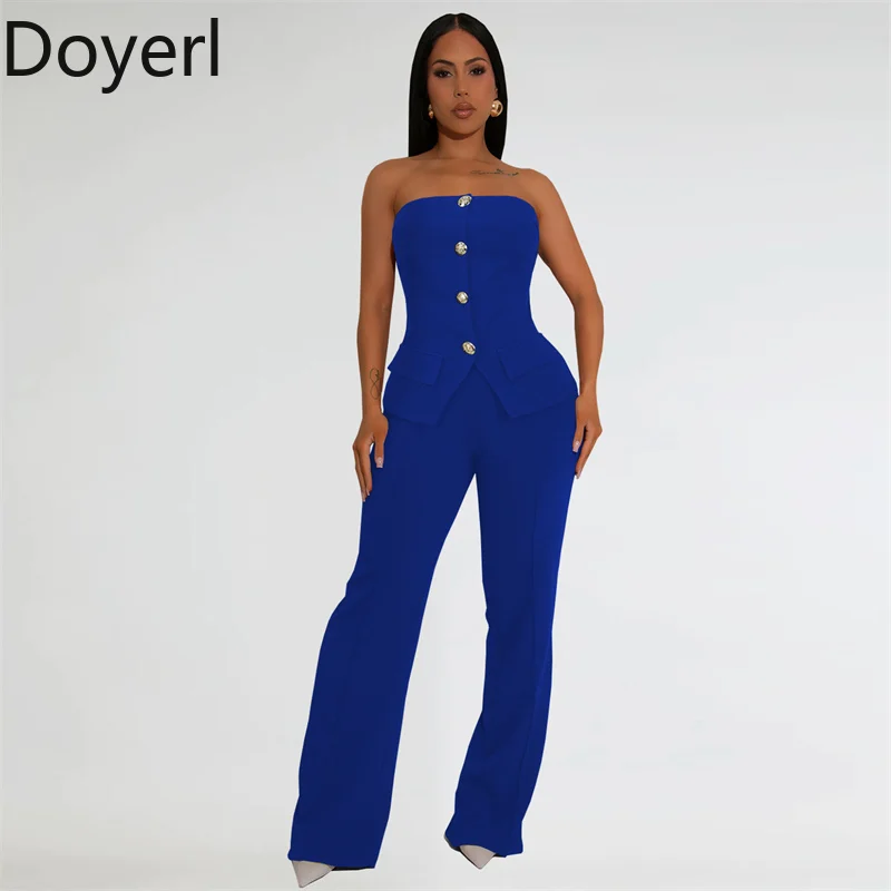 Doyerl 2 Piece Sets Woman Elegant Club Office Wear Single-breasted Tube Strapless Top and Pants Suits Matching Sets Outfits 
Doyerl 2 Piece Sets Woman Elegant Club Office Wear Single-breasted Tube Strapless Top and Pants Suits Matching Sets Outfits