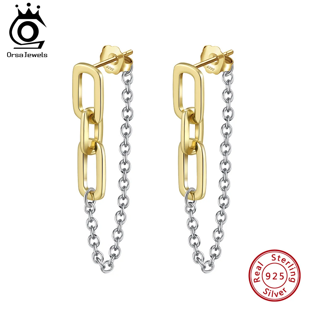 ORSA JEWELS 925 Sterling Silver Needle Tassel Chain Earrings Luxury 14K Gold Plated Hollow Rectangle Drop Earrings Gift APE143
ORSA JEWELS 925 Sterling Silver Needle Tassel Chain Earrings Luxury 14K Gold Plated Hollow Rectangle Drop Earrings Gift APE143