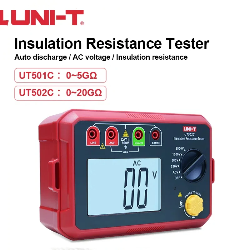UNI-T тестер сопротивления изоляции UT501C/UT502C цифровой мегаметр с автоматическим диапазоном мегаомметр тестер сопротивления
UNI-T тестер сопротивления изоляции UT501C/UT502C цифровой мегаметр с автоматическим диапазоном мегаомметр тестер сопротивления