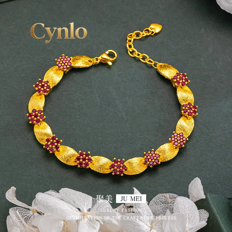 Cynlo Jewelry Luxury 24K 9999 Pure Gold real gold Women's Red Diamond Forged Band Plum Blossom Bracelet
Cynlo Jewelry Luxury 24K 9999 Pure Gold real gold Women's Red Diamond Forged Band Plum Blossom Bracelet