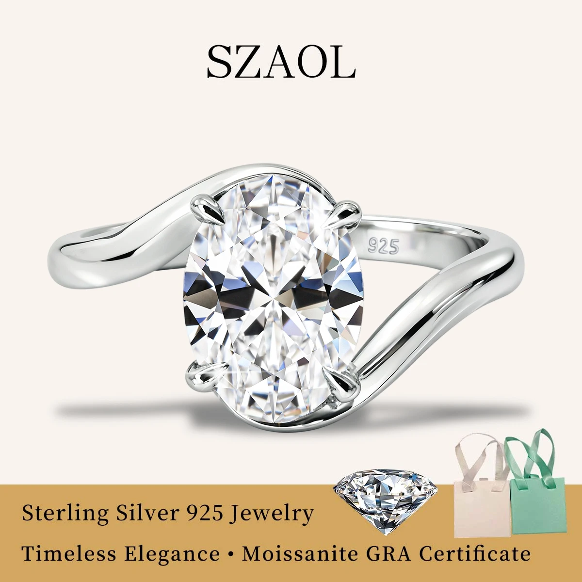 Classic 925 Sterling Silver Oval Cut 4.5CT Solitaire Moissanite Engagement Ring 4 Claws for Women with Certificate High Quality
Classic 925 Sterling Silver Oval Cut 4.5CT Solitaire Moissanite Engagement Ring 4 Claws for Women with Certificate High Quality