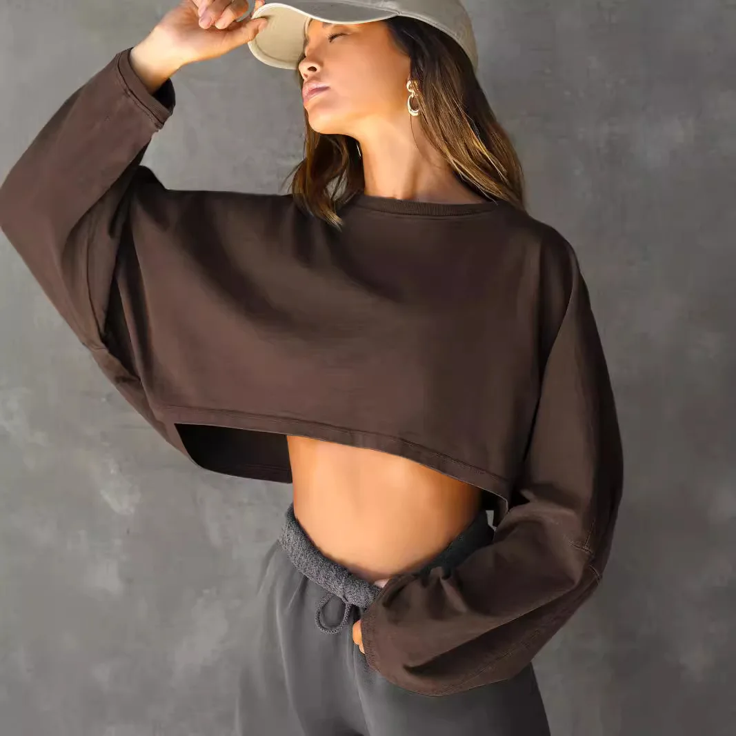 Woman Clothing 2025 Navel-baring Round Neck Sweatshirt Women's Short Sports Bottoming Shirt T-shirt Sweater Y2k Long-sleeved Top
Woman Clothing 2025 Navel-baring Round Neck Sweatshirt Women's Short Sports Bottoming Shirt T-shirt Sweater Y2k Long-sleeved Top