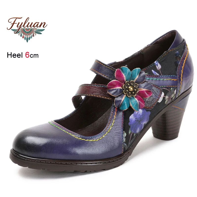 New Spring Autumn Fashion Ethnic Retro Cowhide Splicing Flower Women's Shoes Thick Heels 6cm Round Toe Ladies Pumps Single Shoes
New Spring Autumn Fashion Ethnic Retro Cowhide Splicing Flower Women's Shoes Thick Heels 6cm Round Toe Ladies Pumps Single Shoes