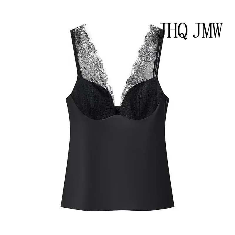 JHQJMW Black Satin Lace V-Neck Camisole Top for Women Cropped Y2k Harajuku Fashion Elegant Sleeveless Shirt Blouse Female
JHQJMW Black Satin Lace V-Neck Camisole Top for Women Cropped Y2k Harajuku Fashion Elegant Sleeveless Shirt Blouse Female