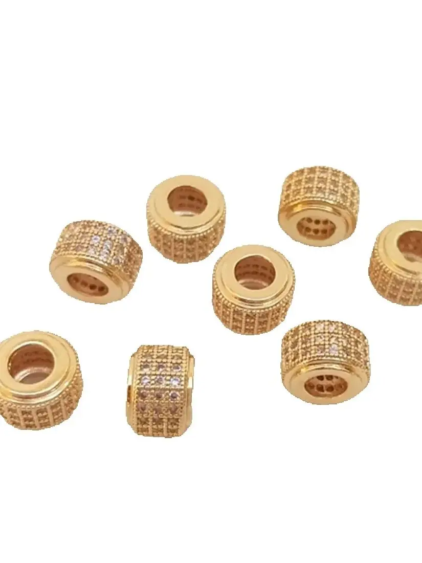 14K Gold-Color Micro-inlaid Zircon Roadway Pendant Wheel Beads Cylindrical Beads Handmade DIY Jewelry Accessories C202
14K Gold-Color Micro-inlaid Zircon Roadway Pendant Wheel Beads Cylindrical Beads Handmade DIY Jewelry Accessories C202