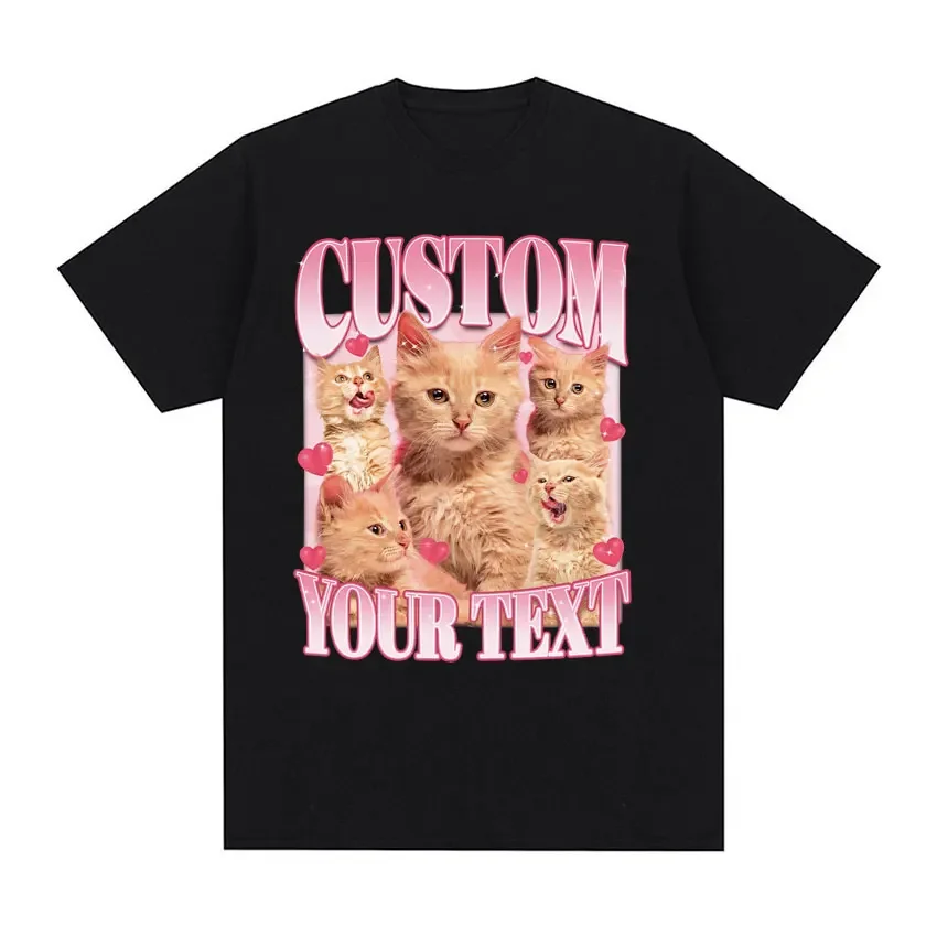 Custom Your Text Funny Cute Cat Graphic T Shirts Unisex Fashion Vintage Short Sleeve T-shirt Men's Summer Casual Cotton T Shirt
Custom Your Text Funny Cute Cat Graphic T Shirts Unisex Fashion Vintage Short Sleeve T-shirt Men's Summer Casual Cotton T Shirt