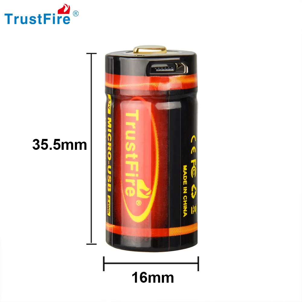 TrustFire Original 16340 rechargeable battery 3.7V 700mAh Mirco USB Recharger Batteri for Flashlight Toy Lithium Ion Batteries
TrustFire Original 16340 rechargeable battery 3.7V 700mAh Mirco USB Recharger Batteri for Flashlight Toy Lithium Ion Batteries