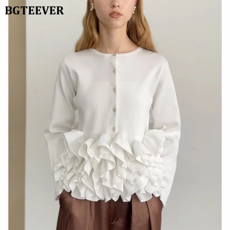 BGTEEVER Elegant O-neck Single-breasted Ladies Knitted Cardigans Autumn Winter Women Ruffles Sweaters
BGTEEVER Elegant O-neck Single-breasted Ladies Knitted Cardigans Autumn Winter Women Ruffles Sweaters
