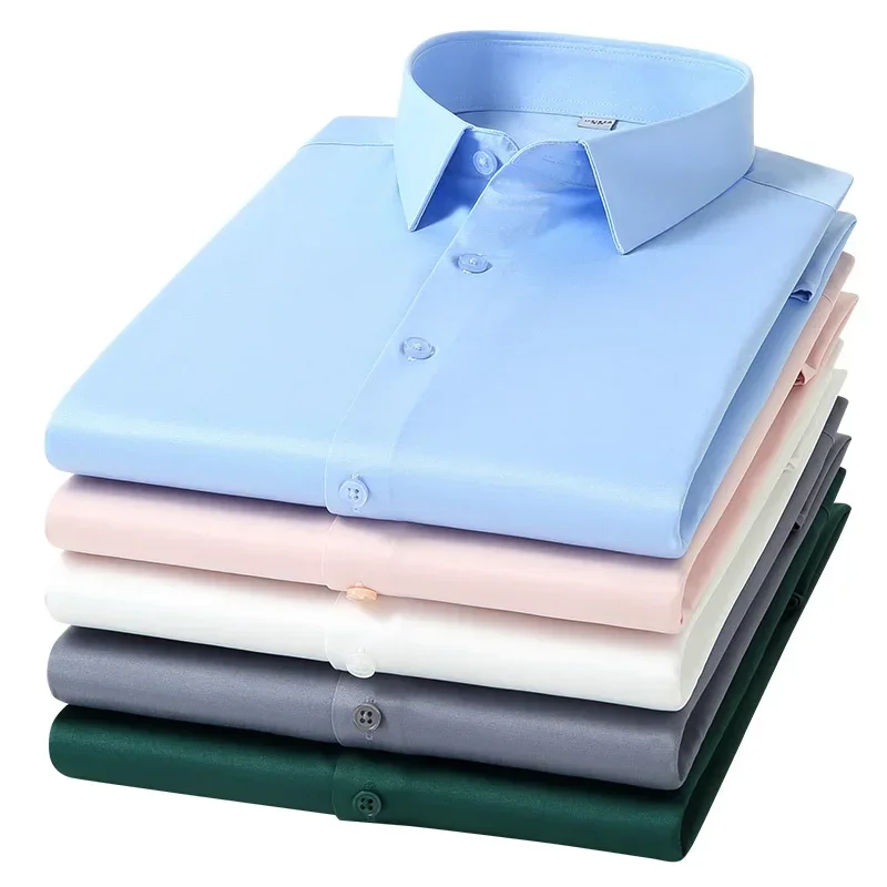 High Quality Stretch Anti-Wrinkle Men Shirts Long Sleeve Dress Shirts For Male Slim Social Business Blouse Solid Color Shirt
High Quality Stretch Anti-Wrinkle Men Shirts Long Sleeve Dress Shirts For Male Slim Social Business Blouse Solid Color Shirt