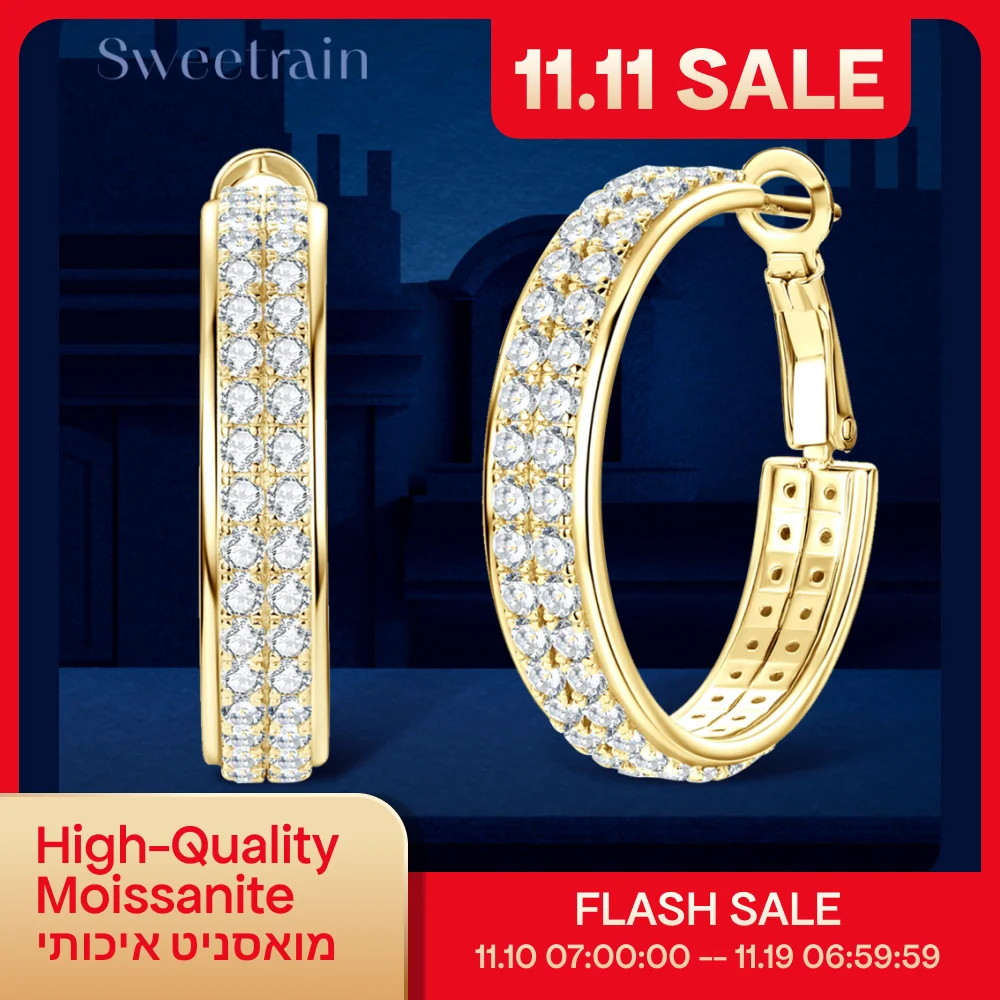 Женские серьги-кольца Sweetrain 1,9 мм с муассанитом, сверкающие блестящие огранки, стерлинговое серебро S925, позолоченные 18 карат, свадебные украшения
Женские серьги-кольца Sweetrain 1,9 мм с муассанитом, сверкающие блестящие огранки, стерлинговое серебро S925, позолоченные 18 карат, свадебные украшения