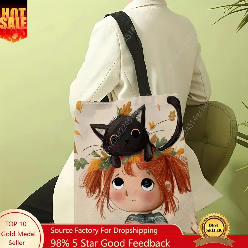 Cartoon Girl Black Cat Print Handbag, Cute Shoulder Bag And Daily Casual Shopping Bag Daily Handbag Multi-functional
Cartoon Girl Black Cat Print Handbag, Cute Shoulder Bag And Daily Casual Shopping Bag Daily Handbag Multi-functional