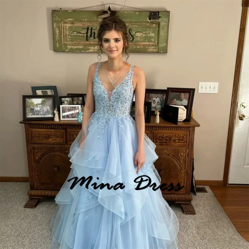 Mina Customized Backless Women Evening Dress Luxury 2024 Dubai Sleeveless Layered Embroidered Lace Spaghetti Straps Ball Gowns
Mina Customized Backless Women Evening Dress Luxury 2024 Dubai Sleeveless Layered Embroidered Lace Spaghetti Straps Ball Gowns
