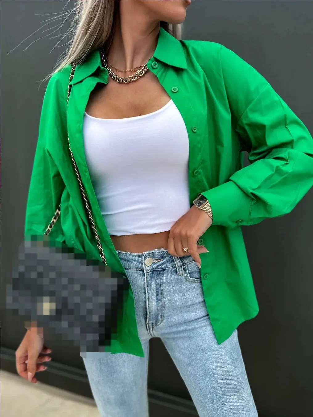 Spring Summer New Women's Clothing Loose Solid Color Long Sleeved Sexy V-neck Fashionable Single Row Button Down Shirt For Women
Spring Summer New Women's Clothing Loose Solid Color Long Sleeved Sexy V-neck Fashionable Single Row Button Down Shirt For Women