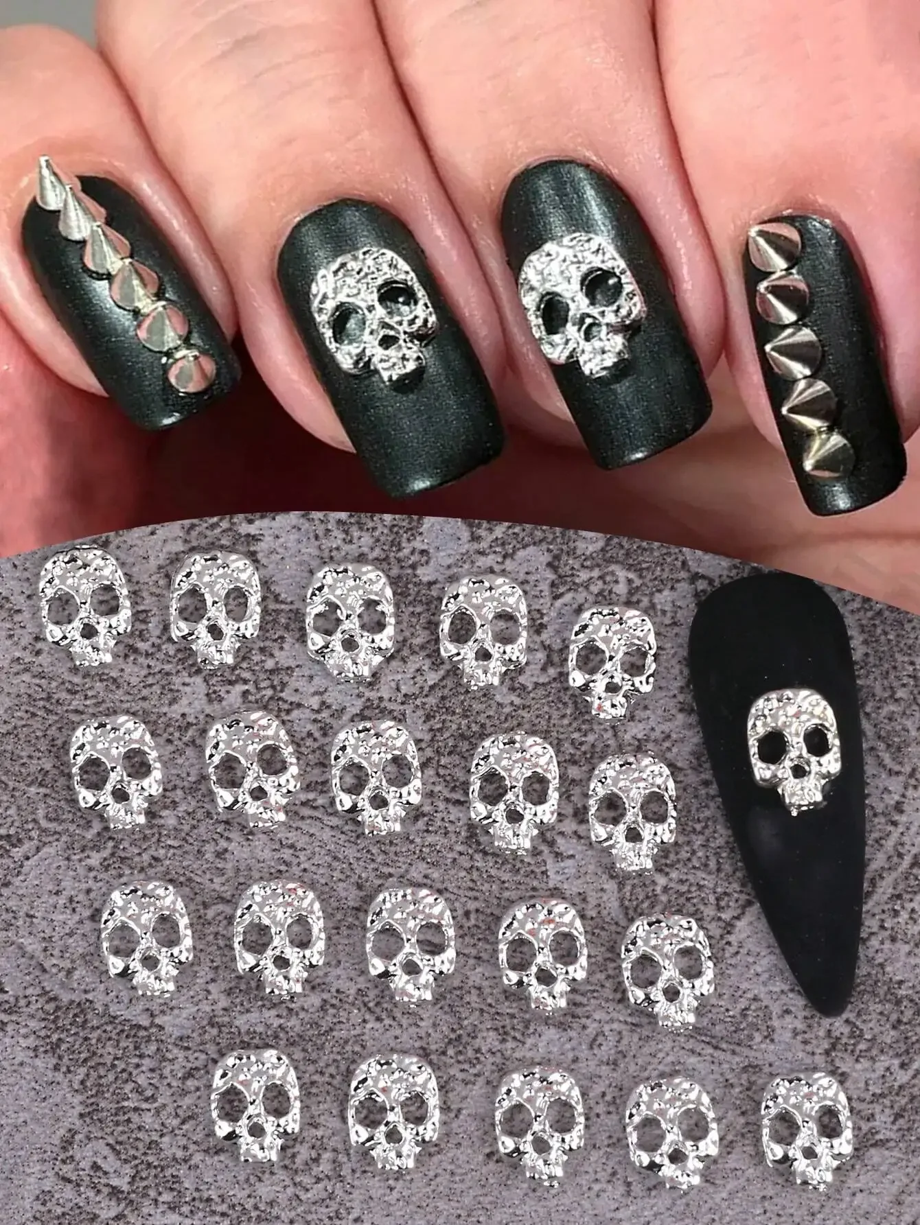 Halloween 20Pcs Sliver Alloy Skull Nail Charm Y2K Nail Art Decoration, Nails Accessories Tools For Salon, Can Be Used For Diy Handmade Decorations, Beautiful Gift For Girl Nail Supplies Nails Nail Charms Nail Gems
Halloween 20Pcs Sliver Alloy Skull Nail Charm Y2K Nail Art Decoration, Nails Accessories Tools For Salon, Can Be Used For Diy Handmade Decorations, Beautiful Gift For Girl Nail Supplies Nails Nail Charms Nail Gems