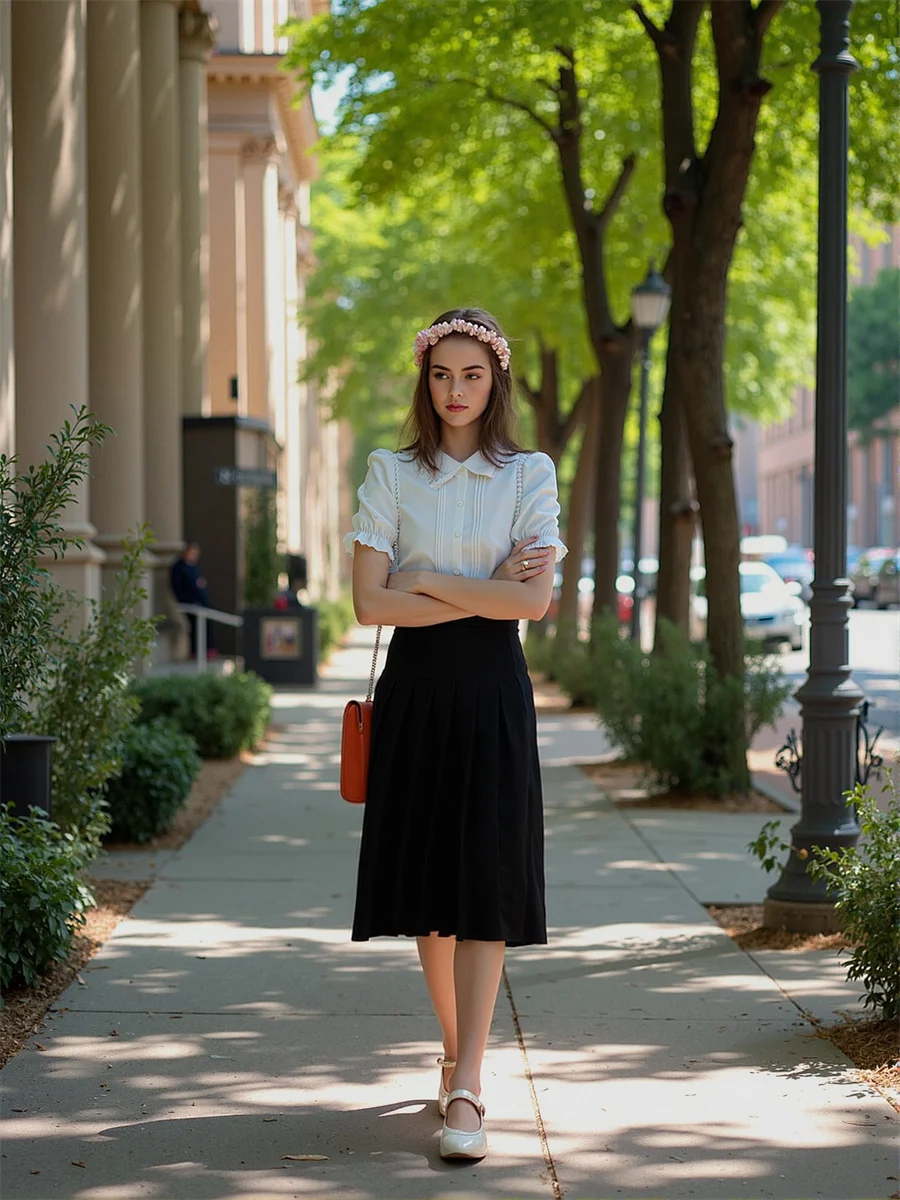 White Woman Shirts For Lady Puff Sleeve Lace Trim Panel Detail Front Button Elegant Chic Fashion Female Work Office Simple Basic
White Woman Shirts For Lady Puff Sleeve Lace Trim Panel Detail Front Button Elegant Chic Fashion Female Work Office Simple Basic