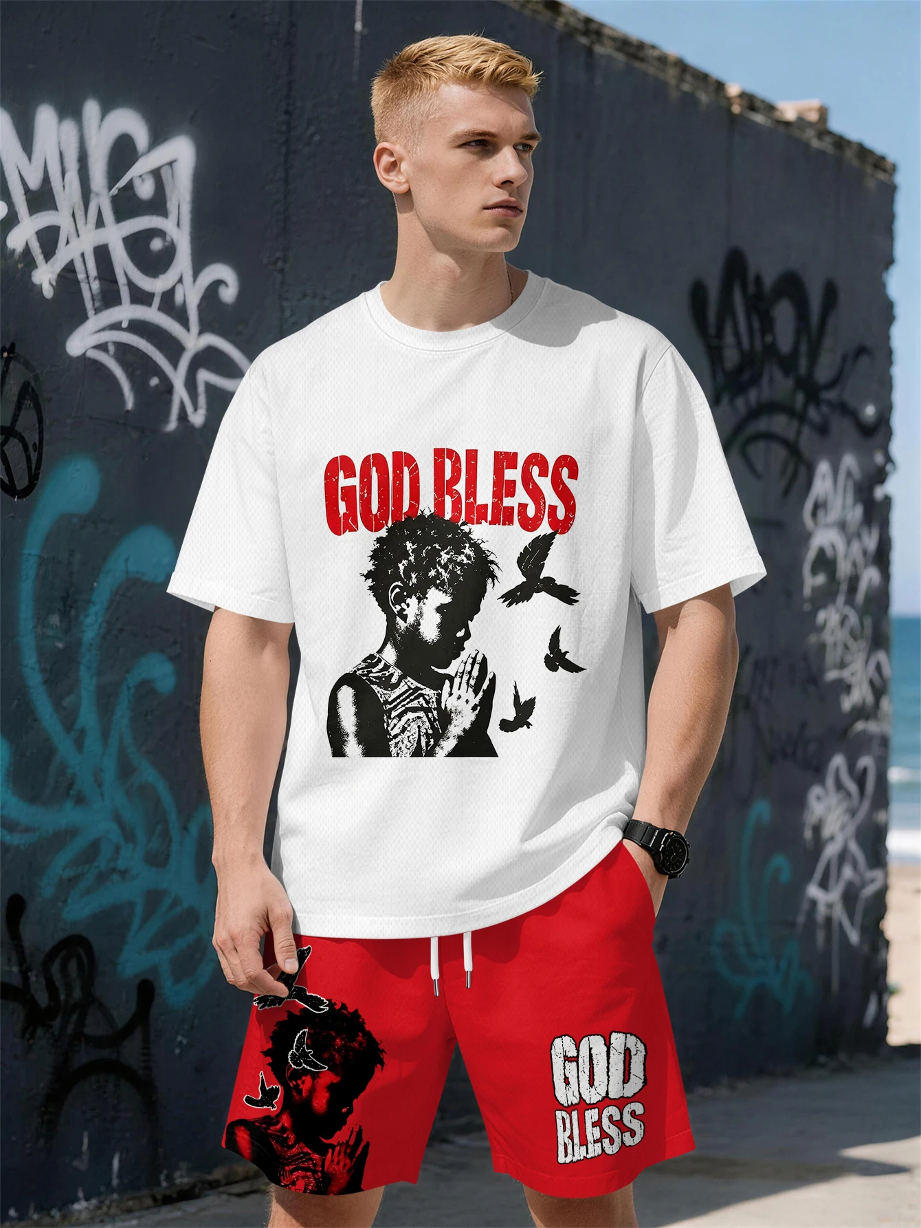 2026 Summer New Men's Short-Sleeved Set with 3D Trendy Print Fashion Street Style Comfortable Lightweight and Soft
2026 Summer New Men's Short-Sleeved Set with 3D Trendy Print Fashion Street Style Comfortable Lightweight and Soft