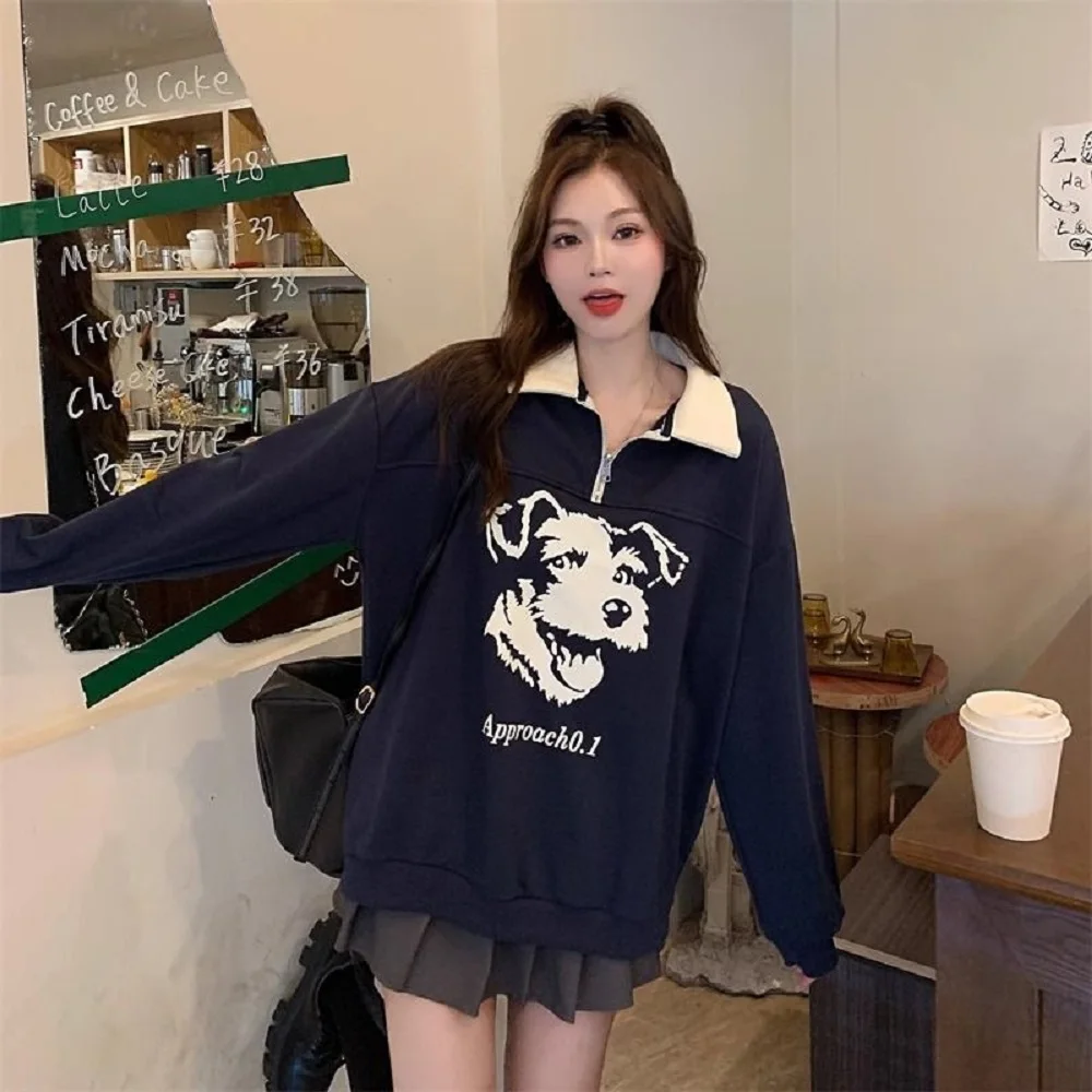 American Retro Polo Neck Long-Sleeved Sweatshirt Women Spring Autumn New Niche Design Loose Top
American Retro Polo Neck Long-Sleeved Sweatshirt Women Spring Autumn New Niche Design Loose Top