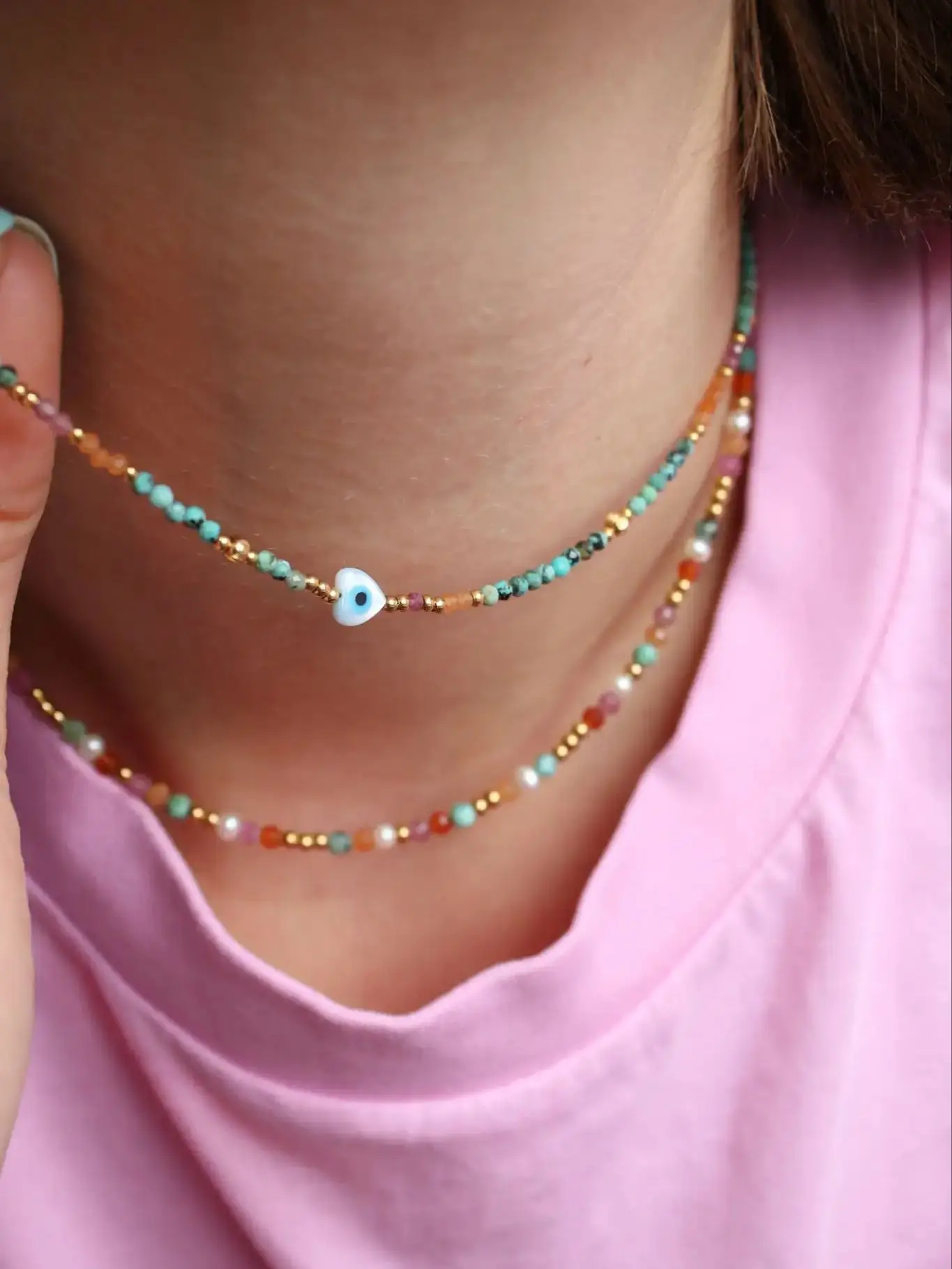 Go to Beach Natural Stone Beads chain handmade Necklace Pearl for Women Summer Titanium steel accessories Jewelry
Go to Beach Natural Stone Beads chain handmade Necklace Pearl for Women Summer Titanium steel accessories Jewelry