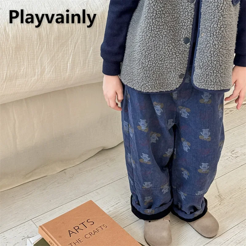 Korean Style New Winter Children Loose Straight Pants Boys Girls Lined Fleece Cartoon Letter Warm Pants Kids Trousers A5662
Korean Style New Winter Children Loose Straight Pants Boys Girls Lined Fleece Cartoon Letter Warm Pants Kids Trousers A5662
